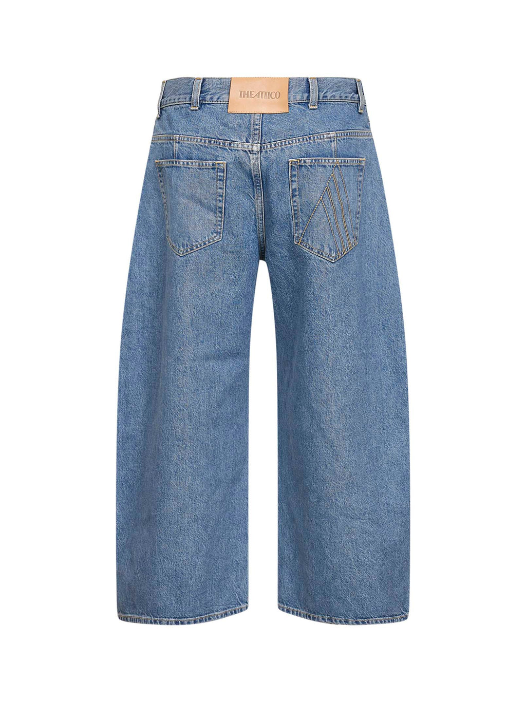 The Attico Women Sky Blue Washed Denim Wide Cropped Jeans
