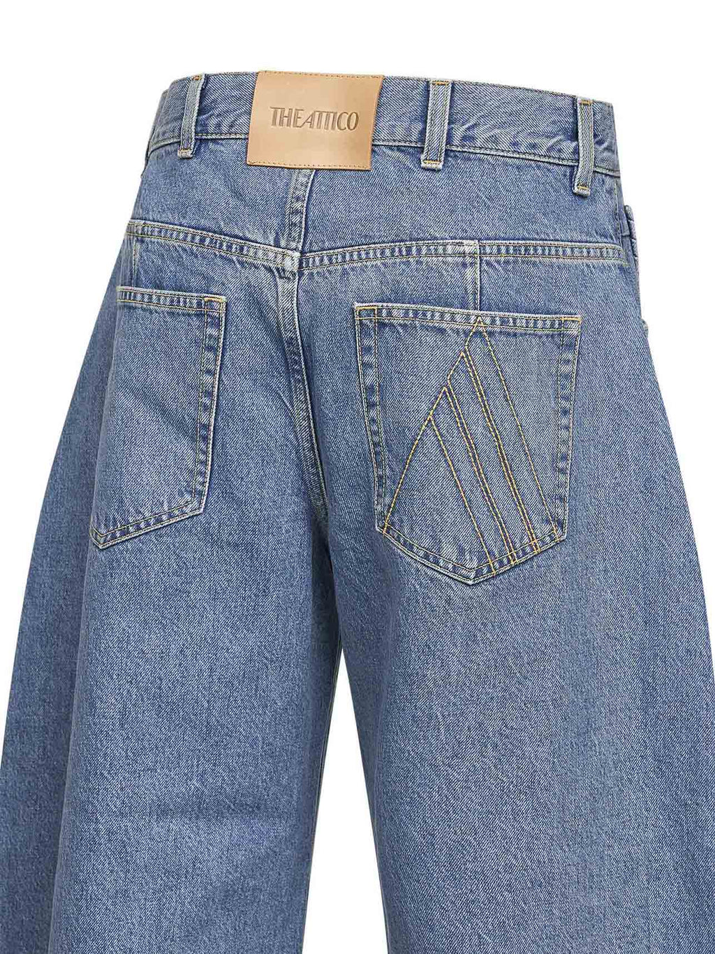 The Attico Women Sky Blue Washed Denim Wide Cropped Jeans