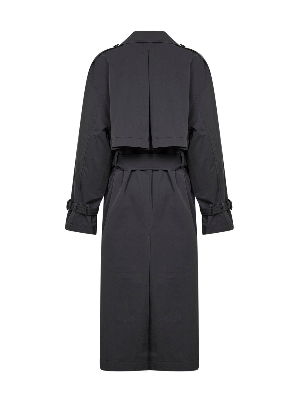 Toteme Women Washed Black Crisp Cotton Blend Double-Breasted Trench Coat