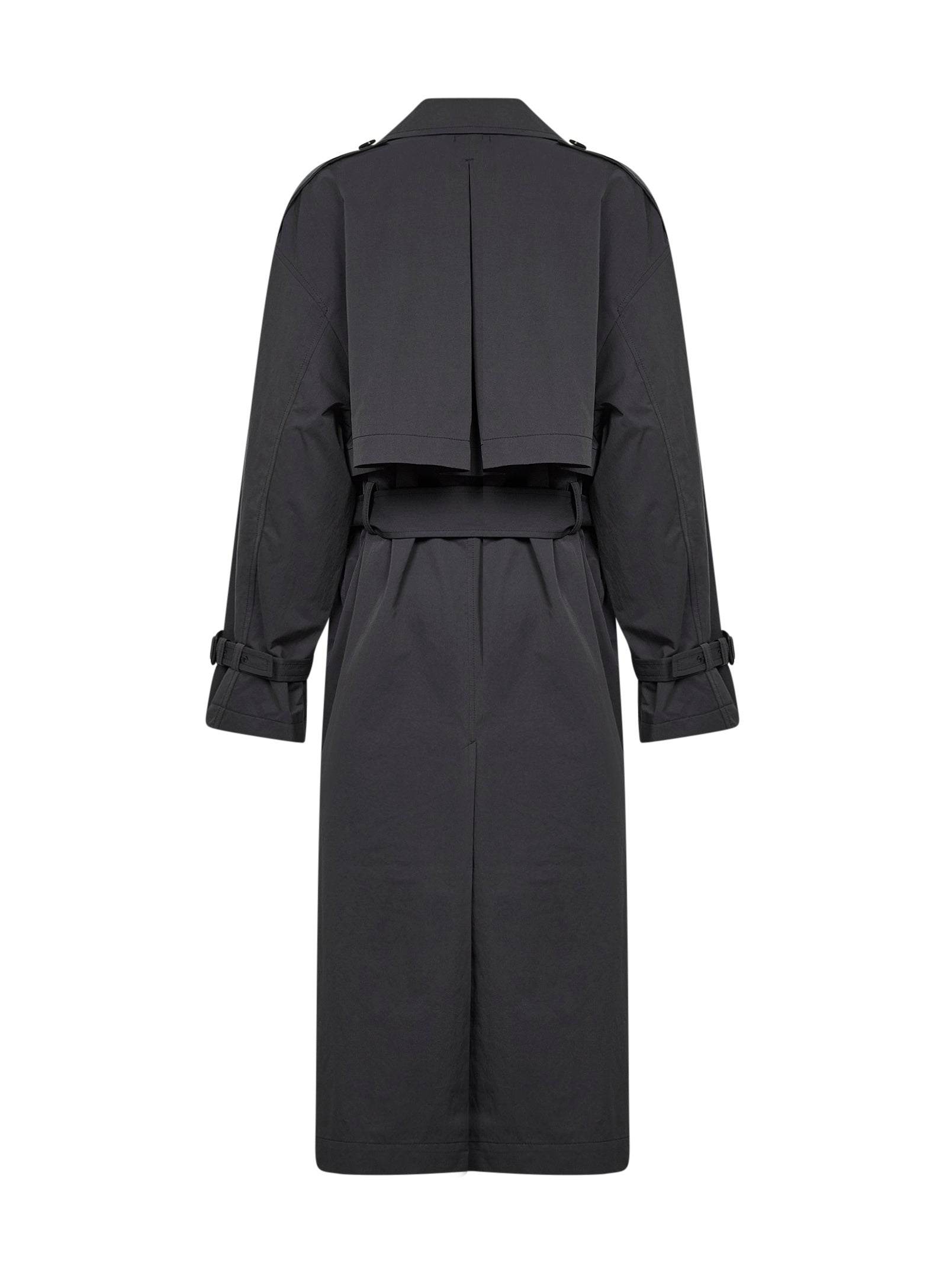 Toteme Women Washed Black Crisp Cotton Blend Double-Breasted Trench Coat