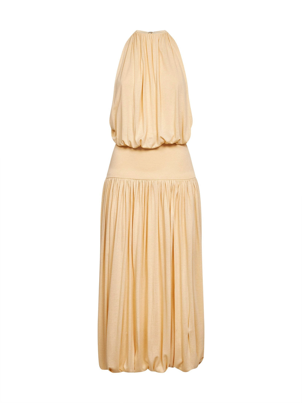 Toteme Women Champagne Fluid Viscose Gathered Midi Dress<Br/>