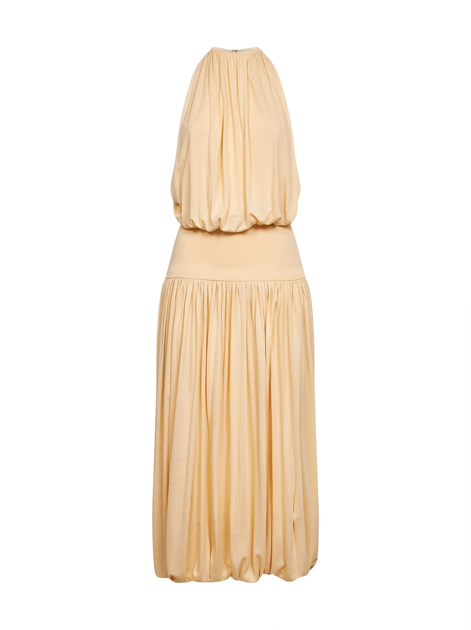 Toteme Women Champagne Fluid Viscose Gathered Midi Dress<Br/>