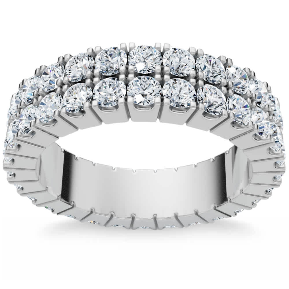 2.25Ct Diamond Eternity Wedding Anniversary Ring Double Row 10k Gold Lab Grown