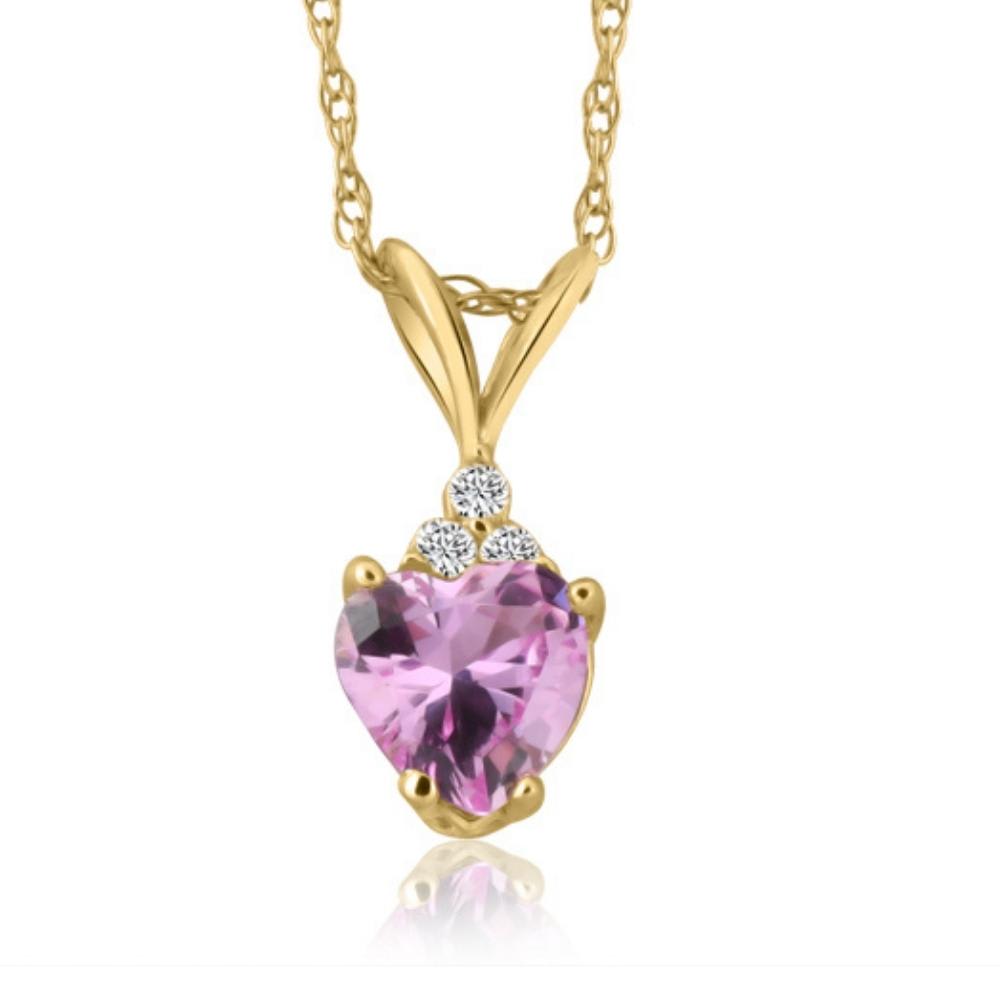 1/2ct Diamond & Pink Sapphire Heart Pendant in 14K Yellow, White, or Rose Gold