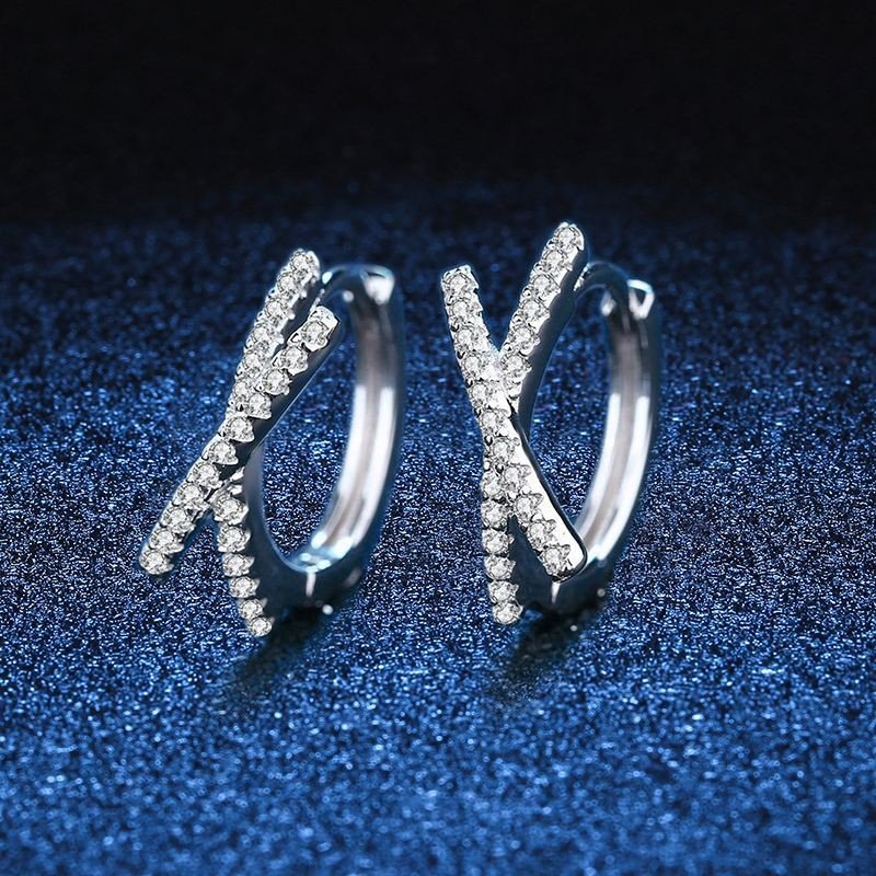 Pangama Crisscross Pavé Moissanite Hoop Earrings