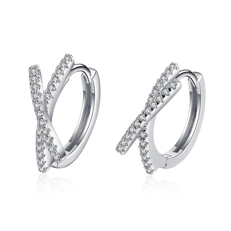 Pangama Crisscross Pavé Moissanite Hoop Earrings