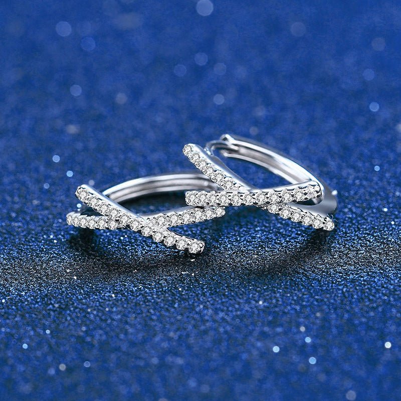 Pangama Crisscross Pavé Moissanite Hoop Earrings