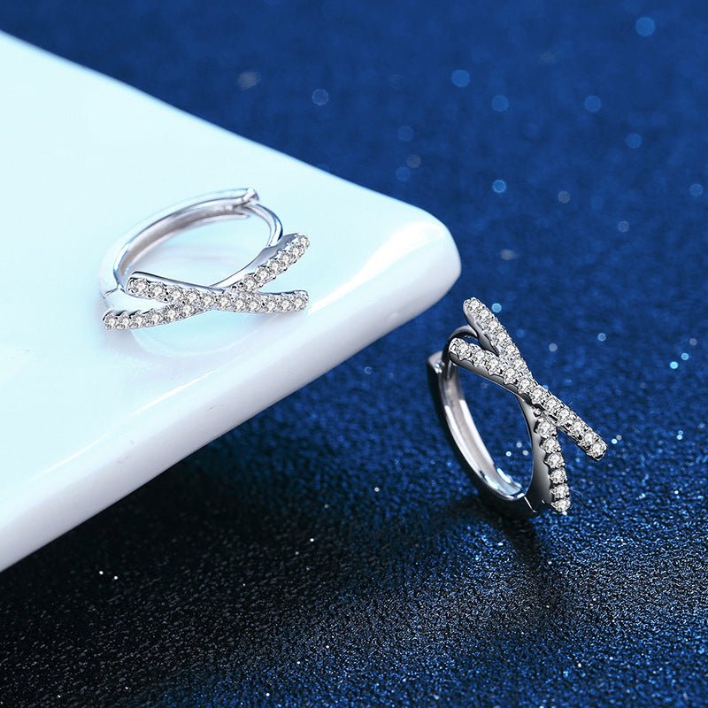 Pangama Crisscross Pavé Moissanite Hoop Earrings