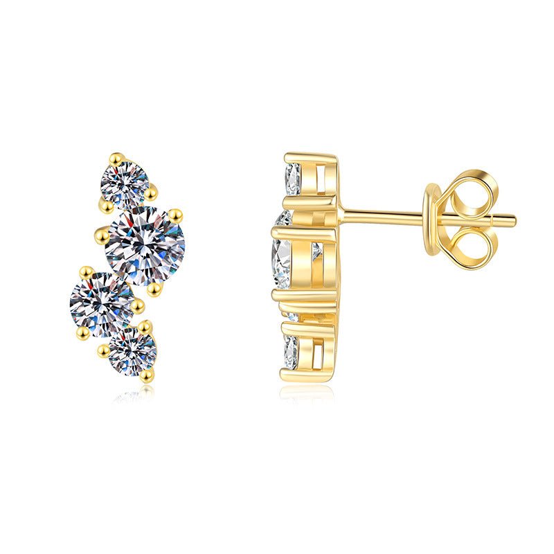 Pangama Golden Grace Moissanite Climber Earrings