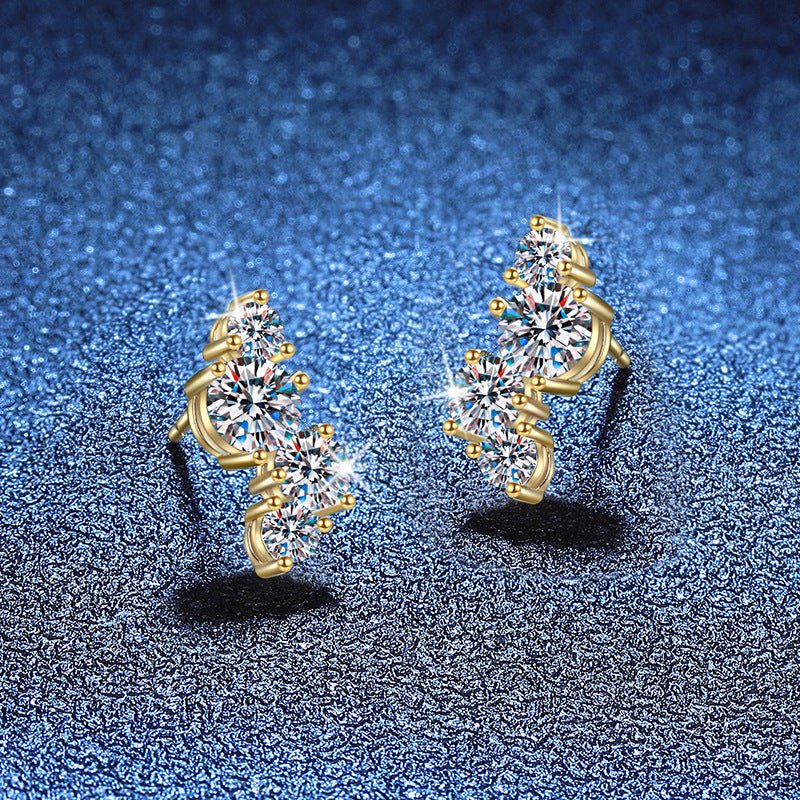 Pangama Golden Grace Moissanite Climber Earrings