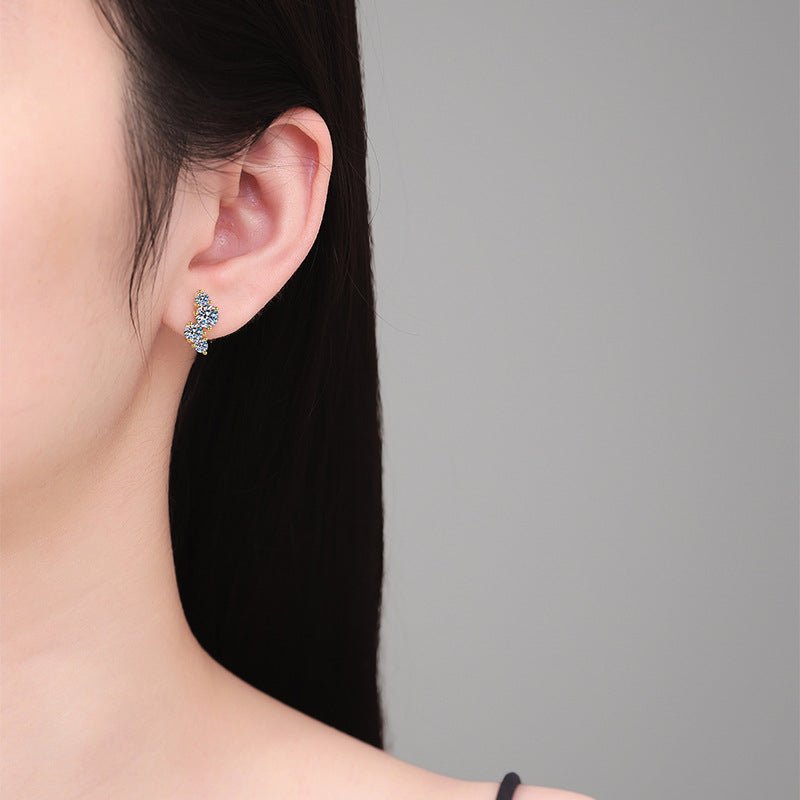 Pangama Golden Grace Moissanite Climber Earrings