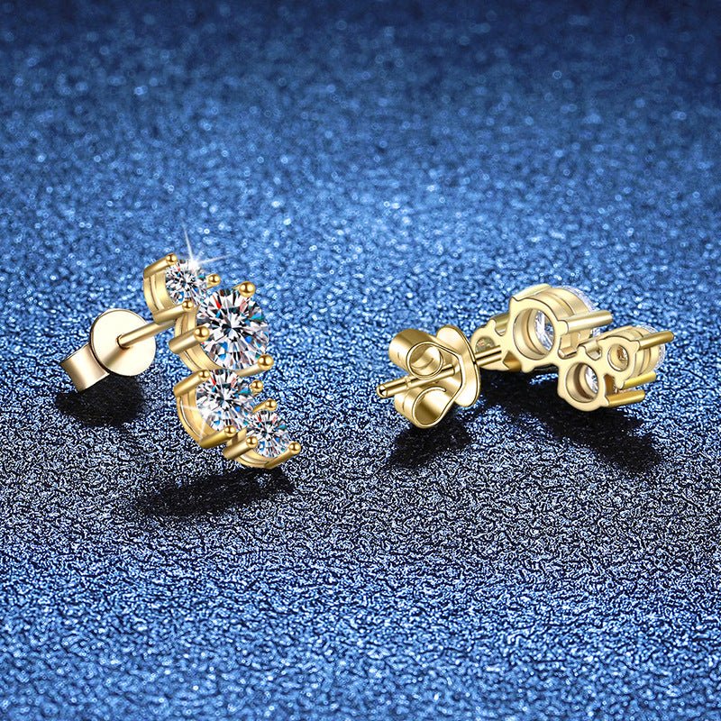 Pangama Golden Grace Moissanite Climber Earrings