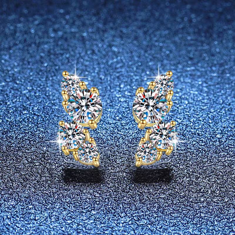 Pangama Golden Grace Moissanite Climber Earrings