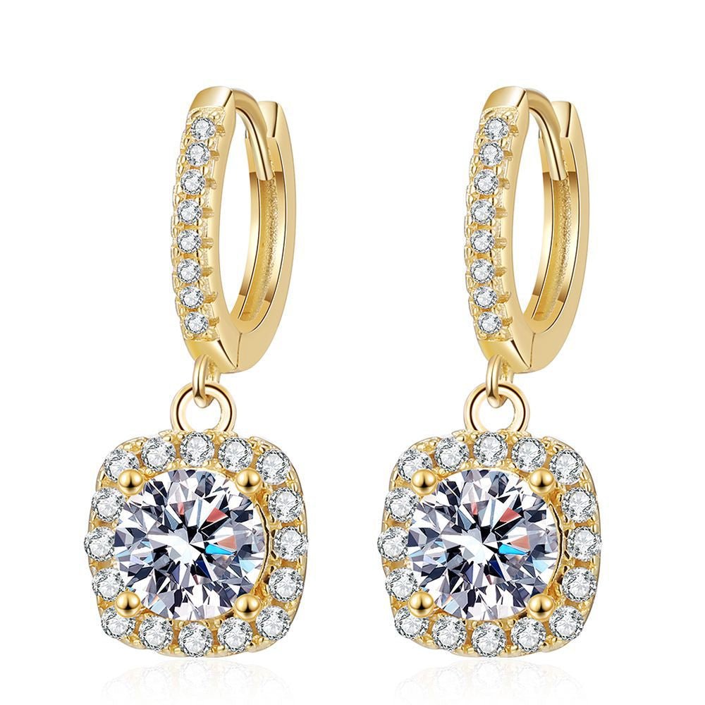 Pangama Golden Halo Moissanite Drop Earrings