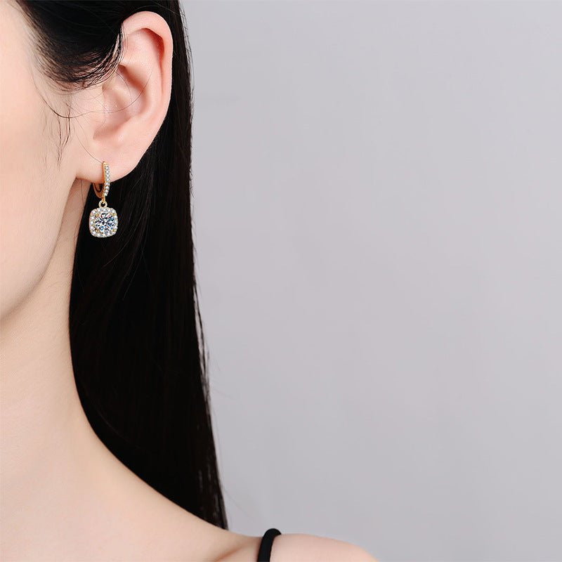 Pangama Golden Halo Moissanite Drop Earrings
