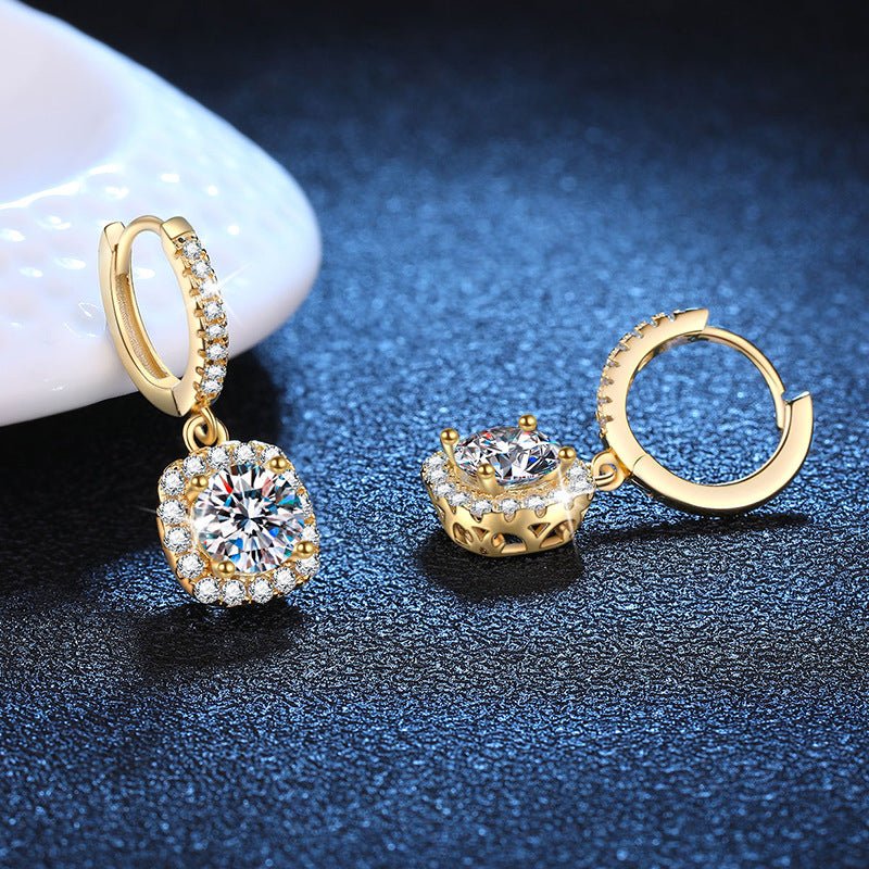 Pangama Golden Halo Moissanite Drop Earrings