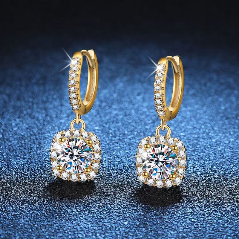 Pangama Golden Halo Moissanite Drop Earrings