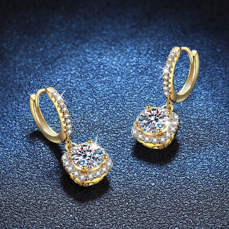 Pangama Golden Halo Moissanite Drop Earrings