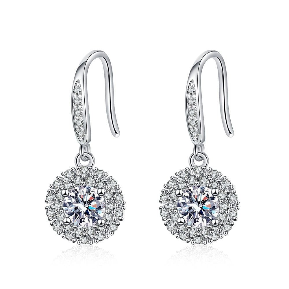 Pangama Halo Drop Moissanite Earrings
