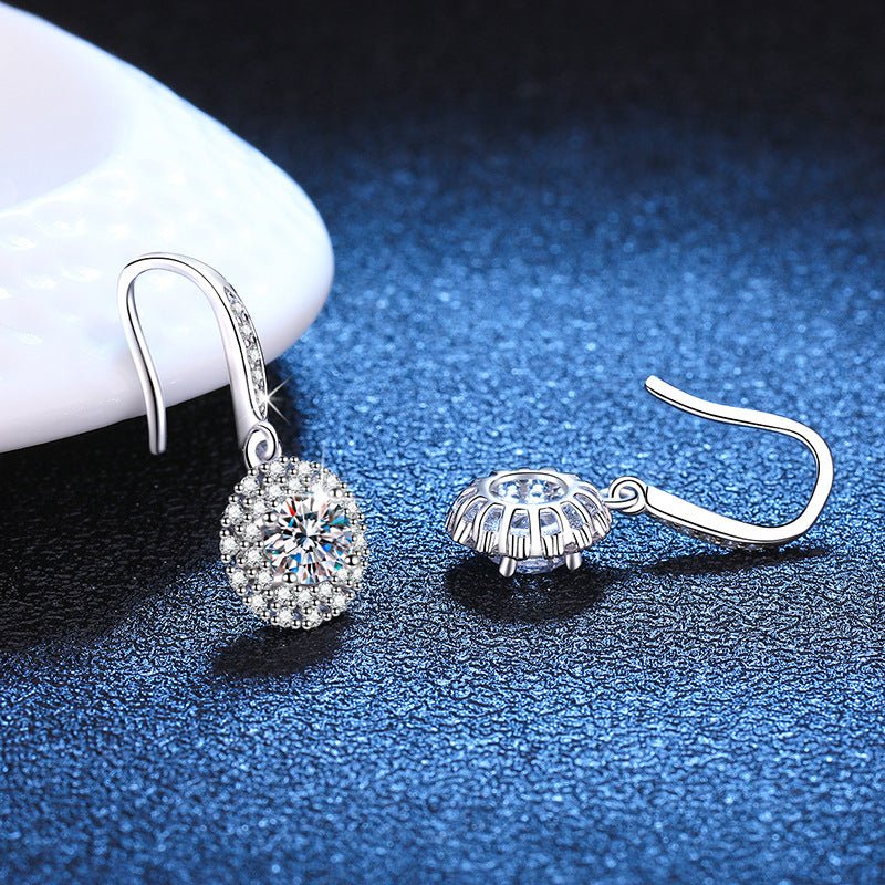 Pangama Halo Drop Moissanite Earrings
