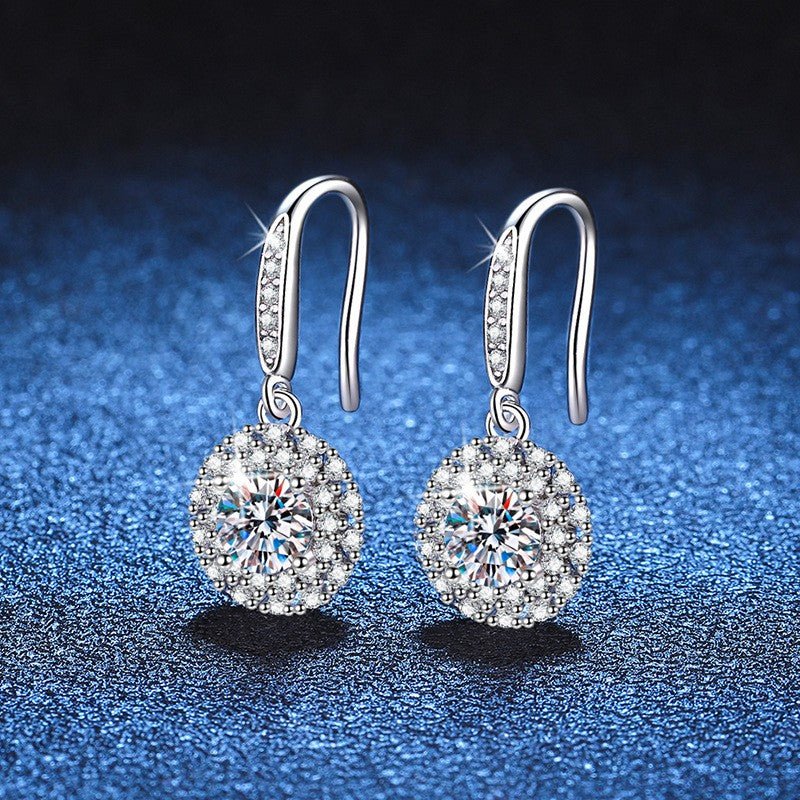 Pangama Halo Drop Moissanite Earrings