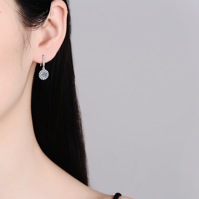 Pangama Halo Drop Moissanite Earrings