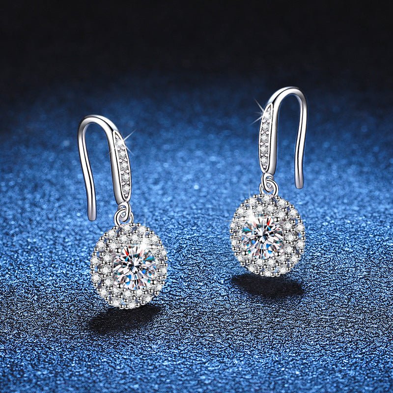 Pangama Halo Drop Moissanite Earrings