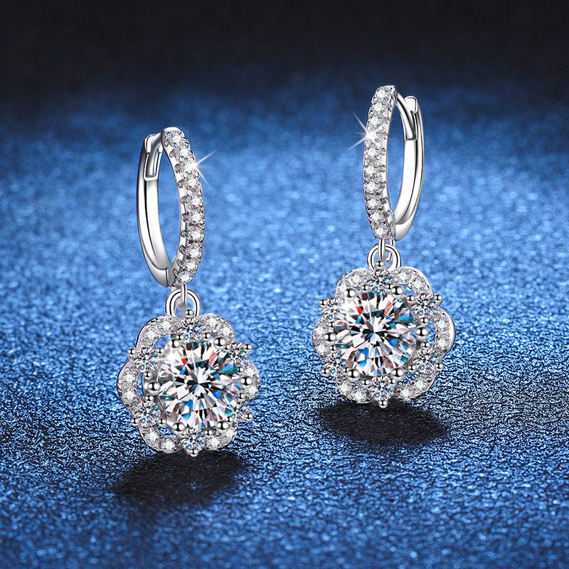 Pangama Radiant Blossom Moissanite Drop Earrings