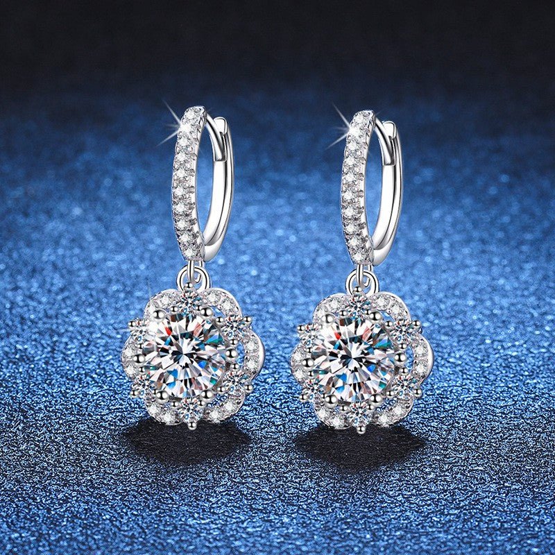 Pangama Radiant Blossom Moissanite Drop Earrings