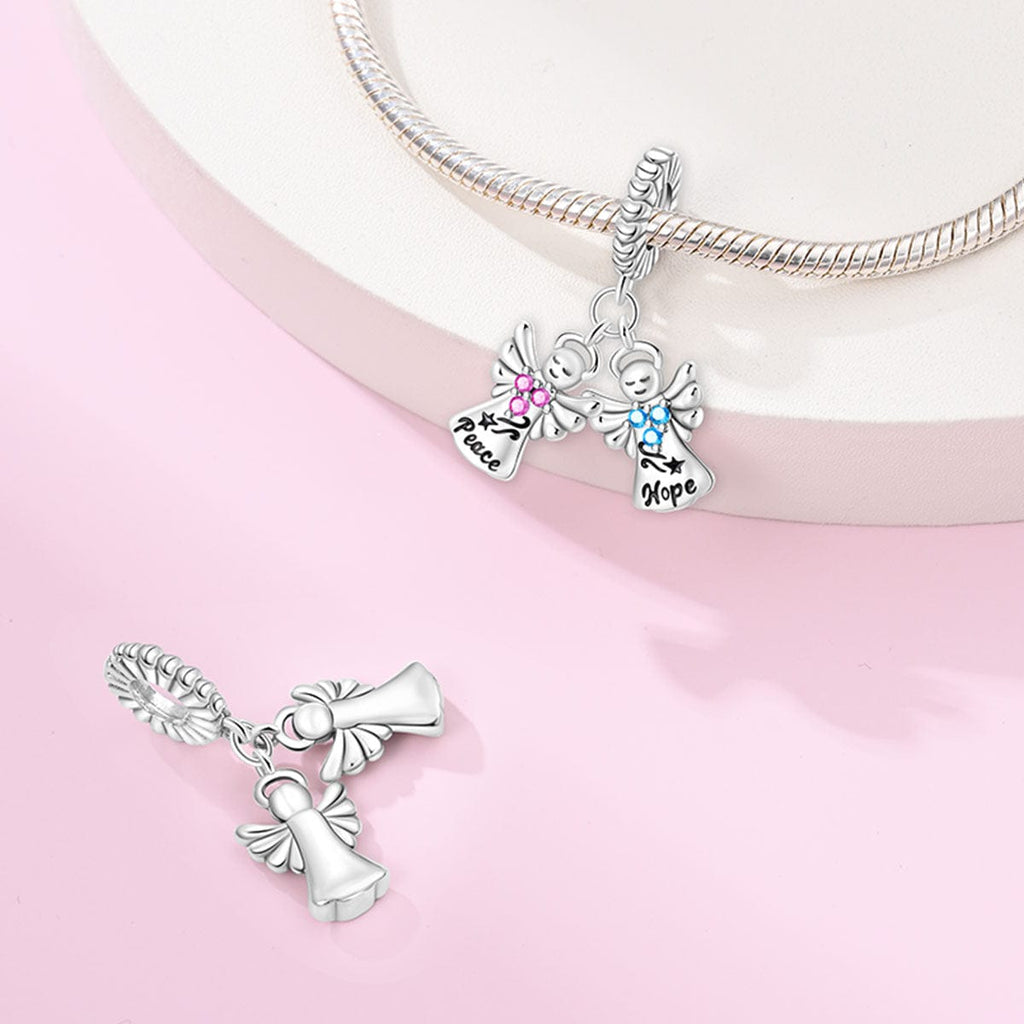Peace & Hope Angels Double Dangle Charm