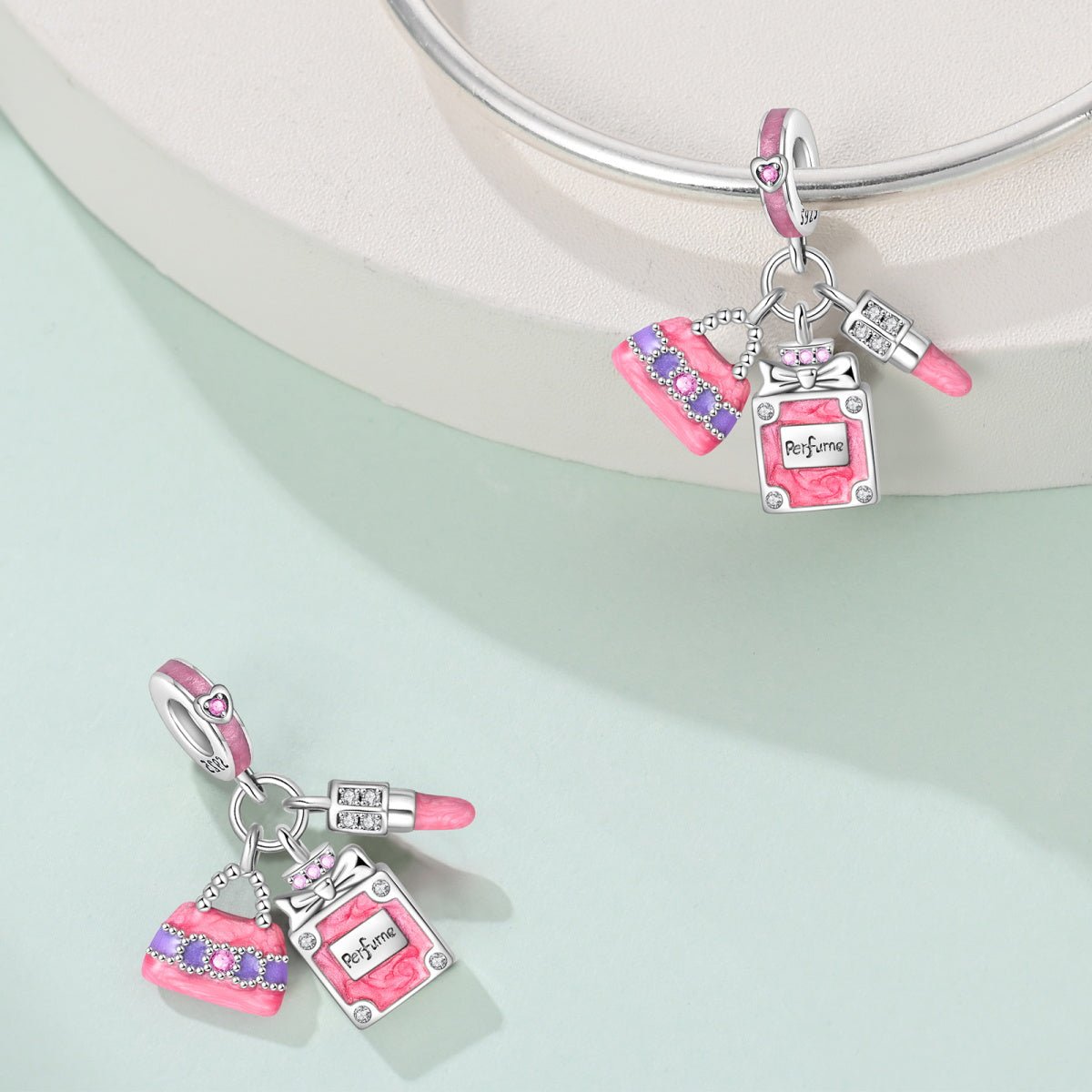 Perfume Bottle, Lipstick, & Handbag Dangle Charm