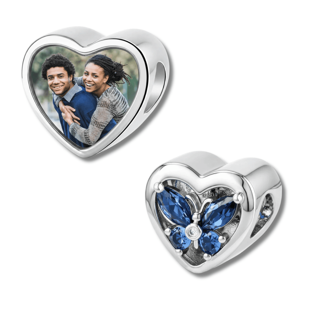 Personalized Heart Photo & Birthstone Charm