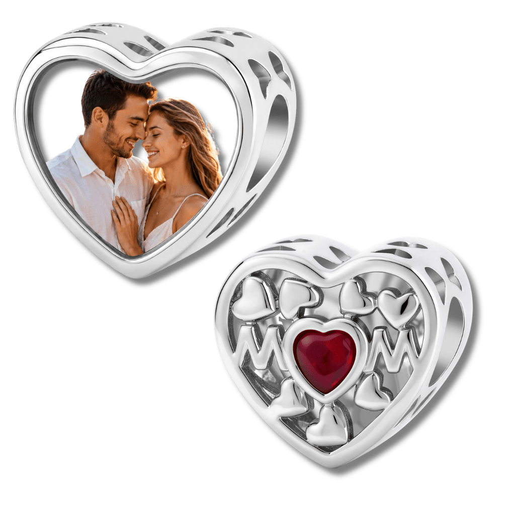 Personalized Mom Heart Photo Charm