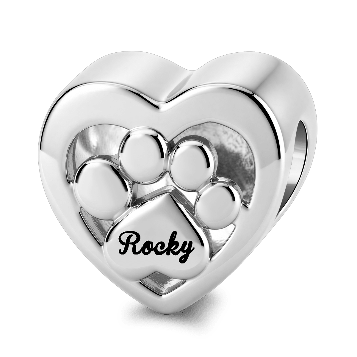 Personalized Pet Photo & Engraved Paw Print Heart Charm