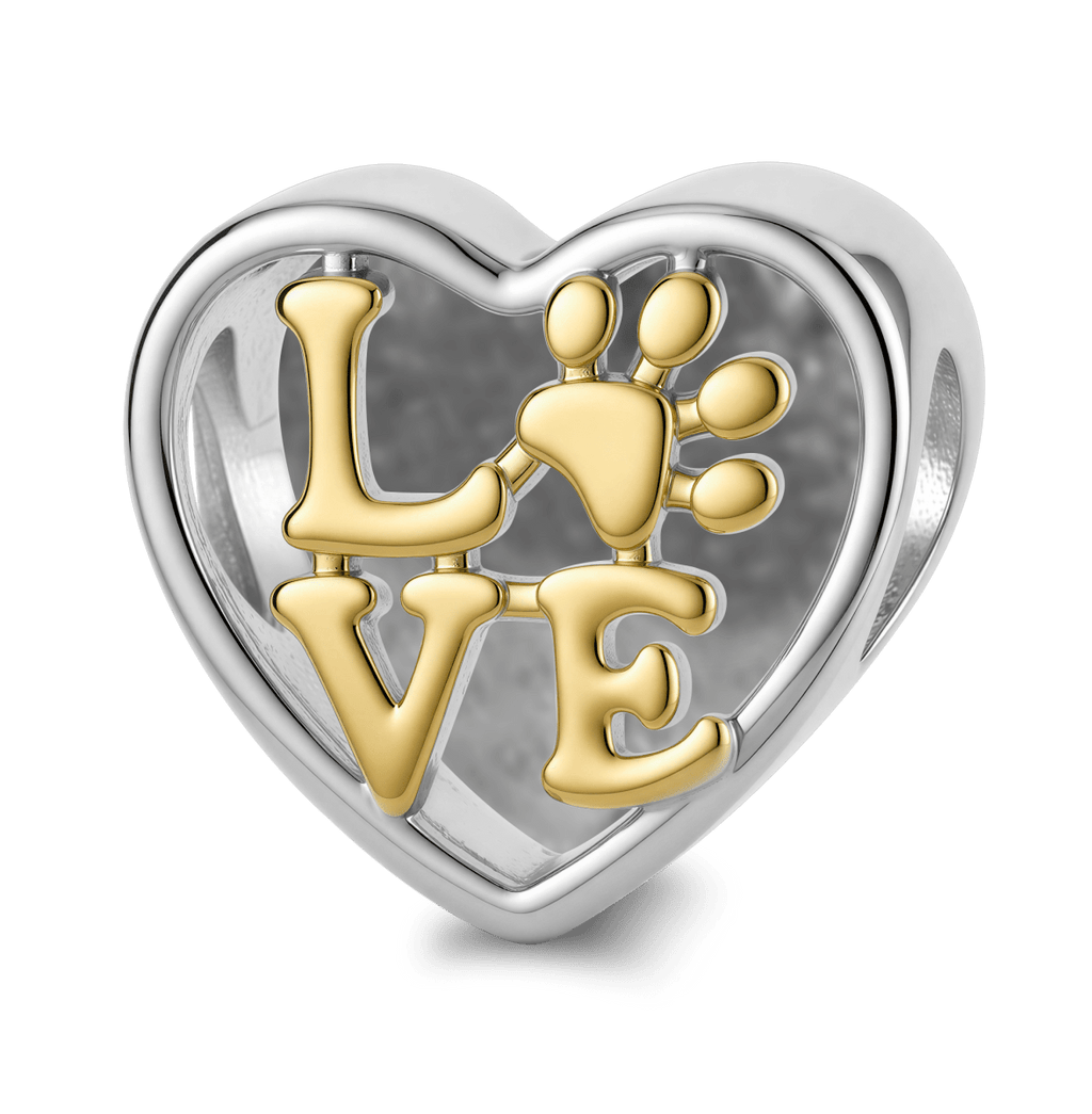 Personalized Pet Photo & Paw Print Love Heart Charm