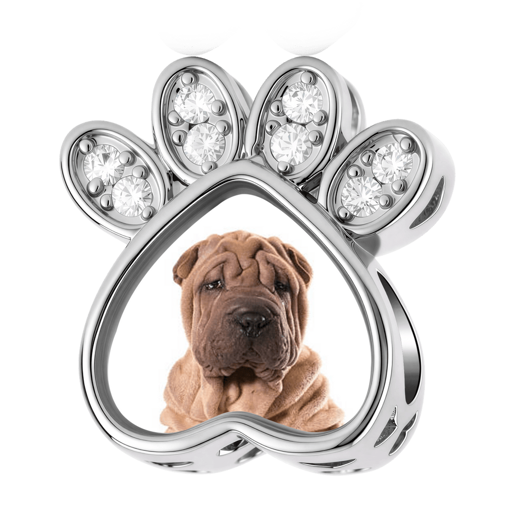 Personalized Pet Photo & Paw Prints Heart Charm