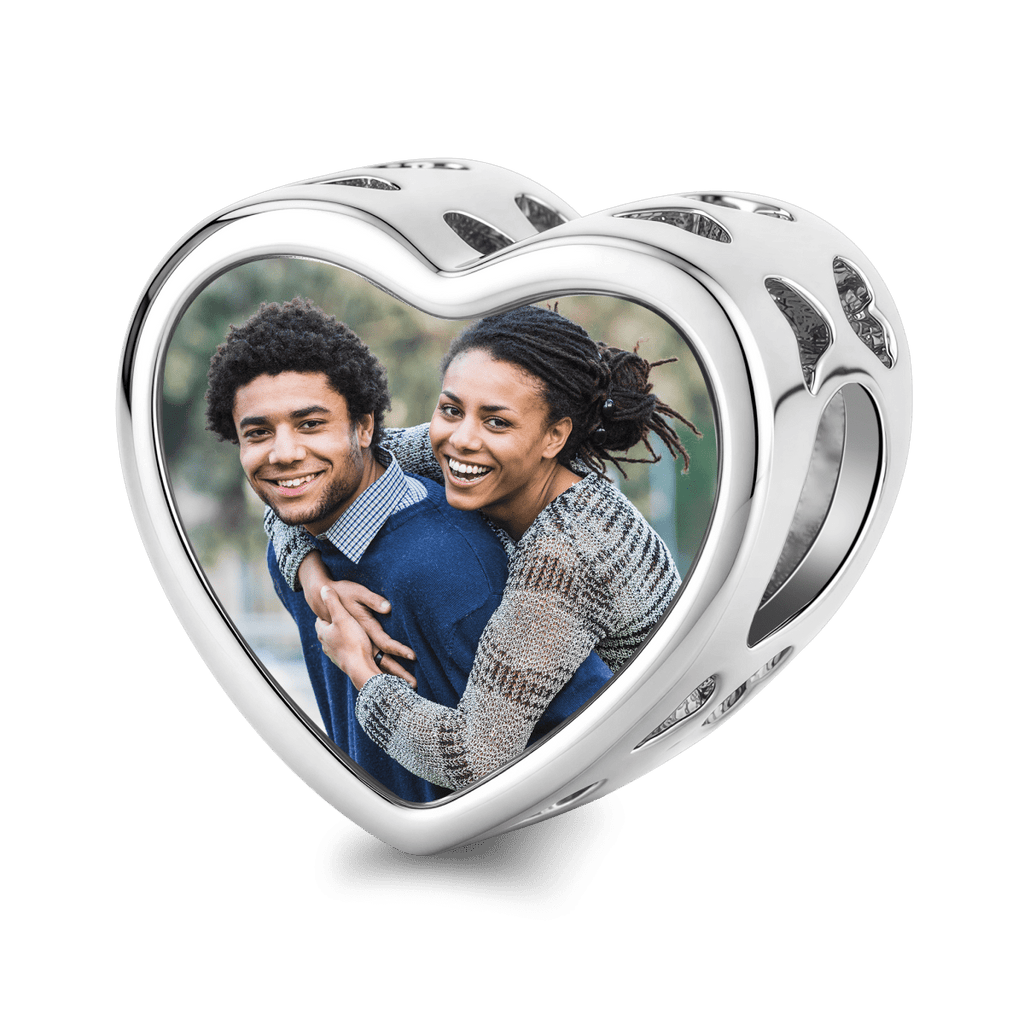 Personalized Photo & Engraved Birthstone Heart Charm