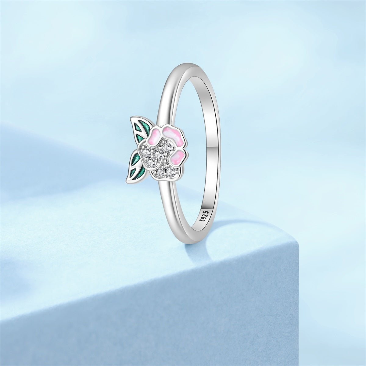Pink Blossom Floral Sparkle Ring