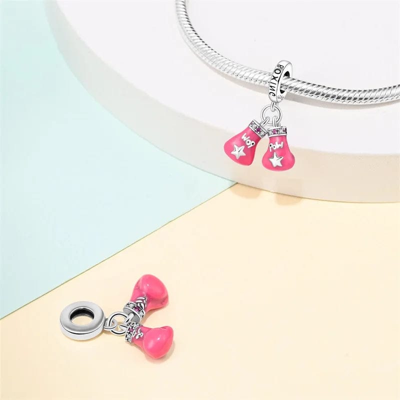 Pink Boxing Gloves Charm