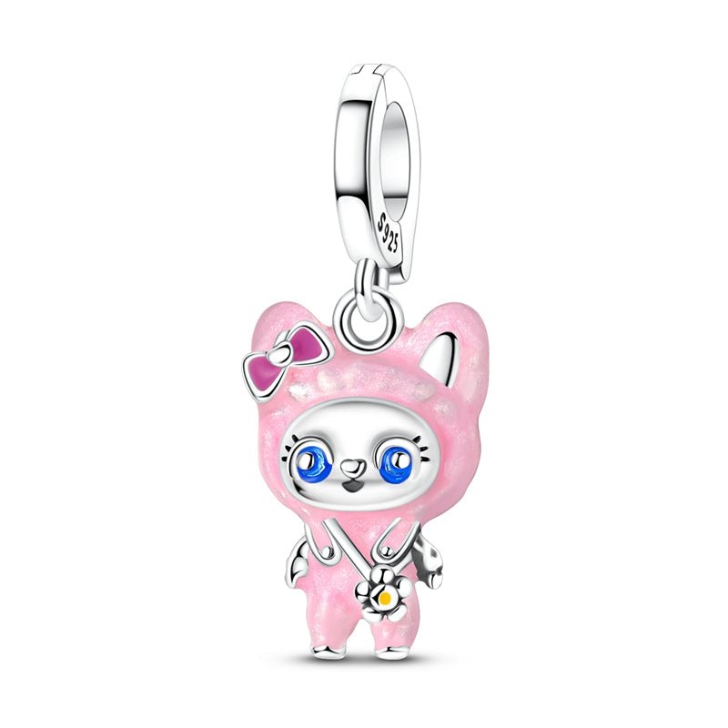 Pink Bunny Costume Girl Dangle Charm