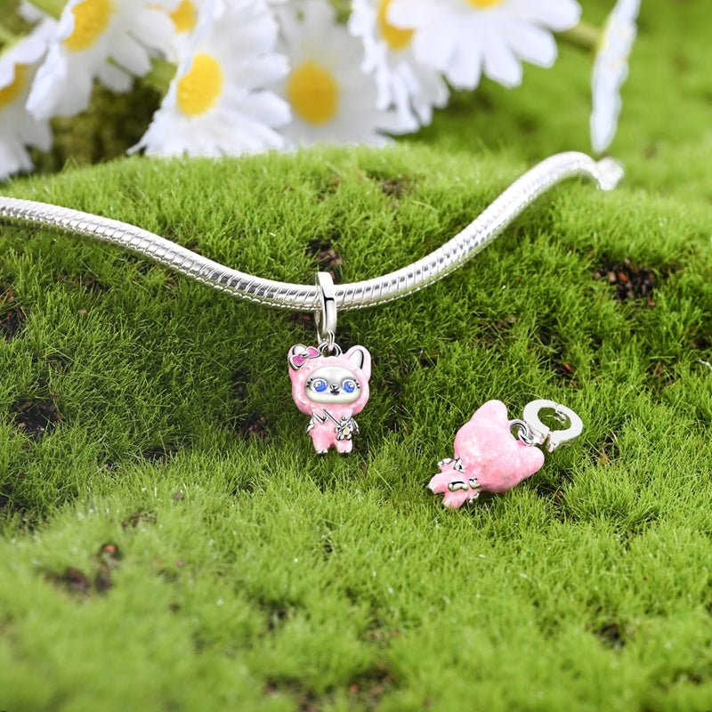 Pink Bunny Costume Girl Dangle Charm
