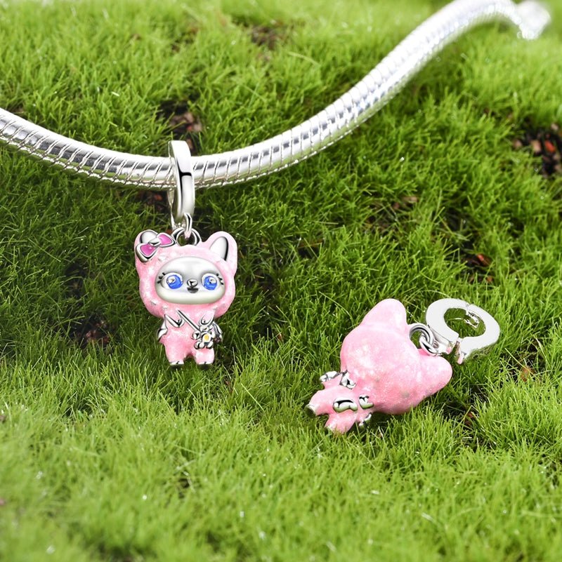 Pink Bunny Costume Girl Dangle Charm