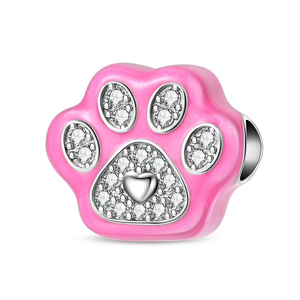 Pink Paw Print Sparkle Charm