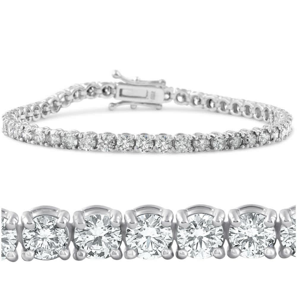 6.25 Ct Diamond Tennis Bracelet 7" One Row Natural Round Diamonds 14K White Gold