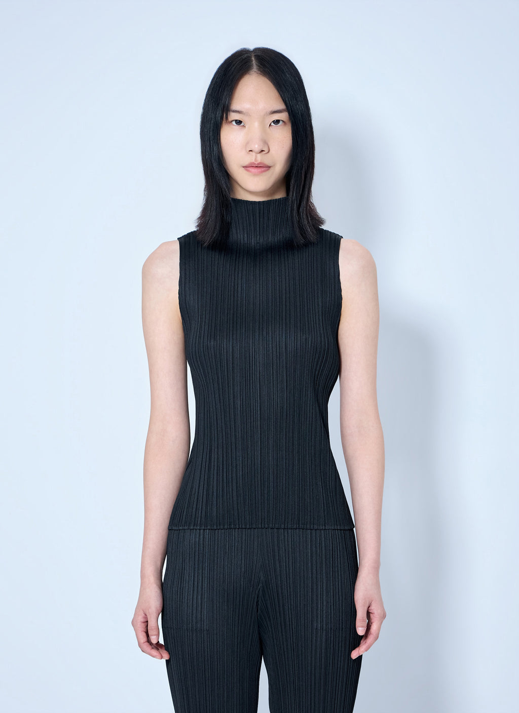 Pleats Please Issey Miyake Women Sleeveless Ribbed High-Neck Top