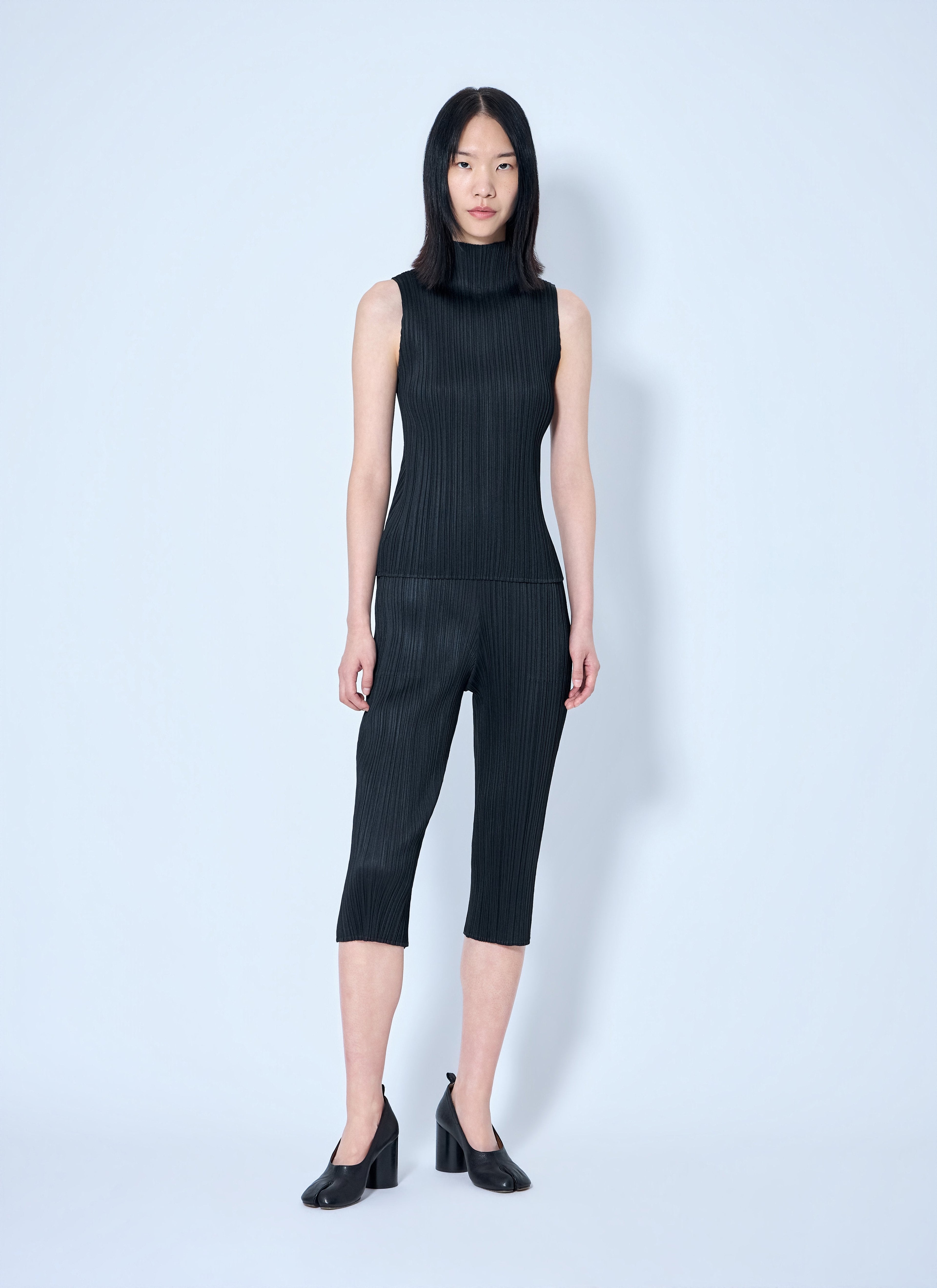 Pleats Please Issey Miyake Women Sleeveless Ribbed High-Neck Top