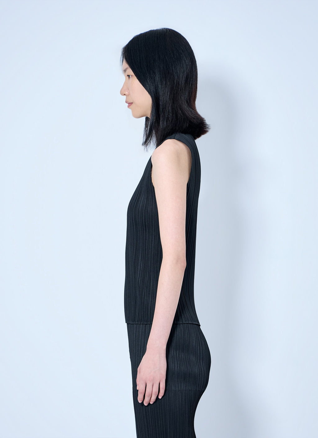 Pleats Please Issey Miyake Women Sleeveless Ribbed High-Neck Top