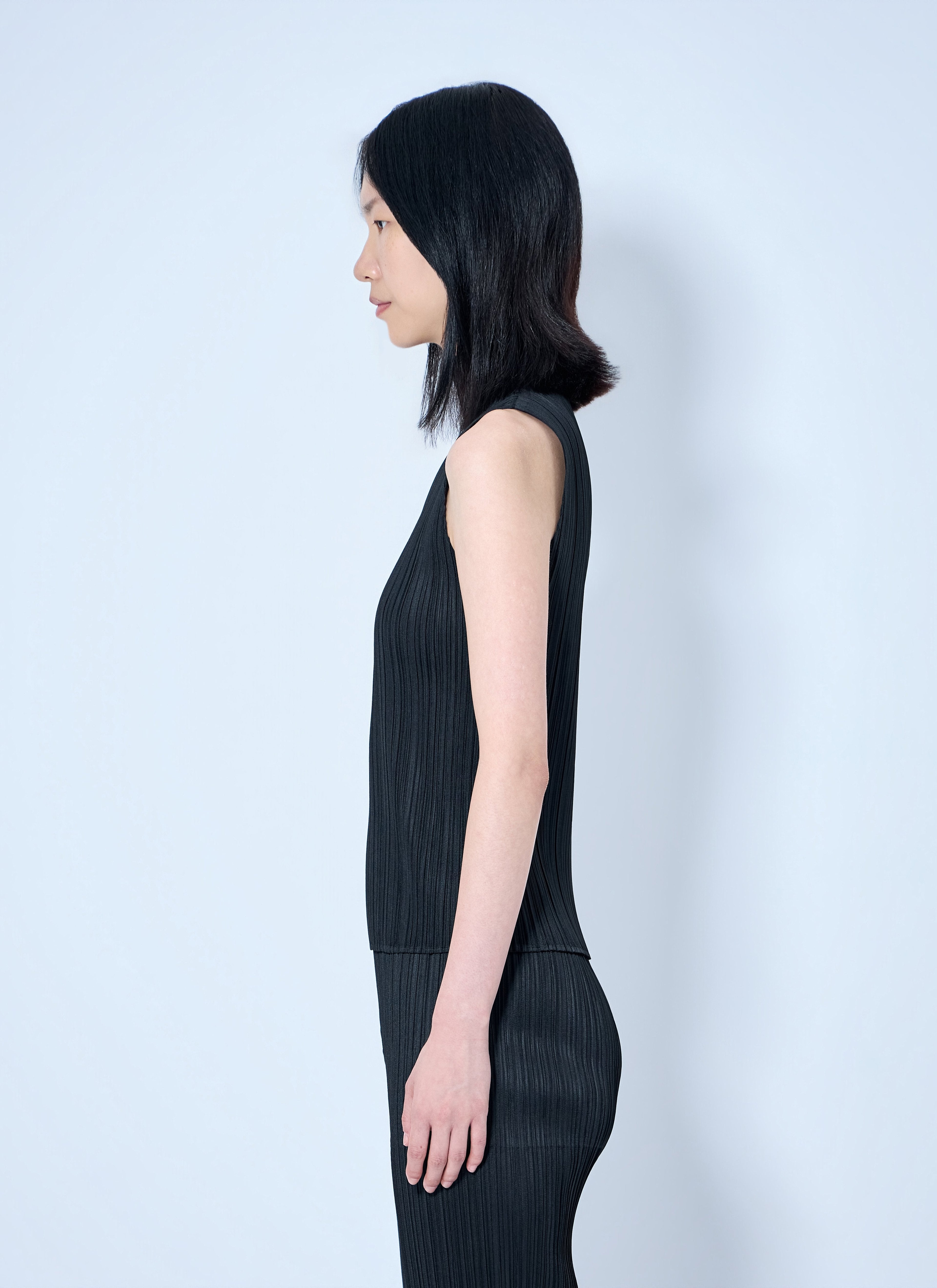 Pleats Please Issey Miyake Women Sleeveless Ribbed High-Neck Top