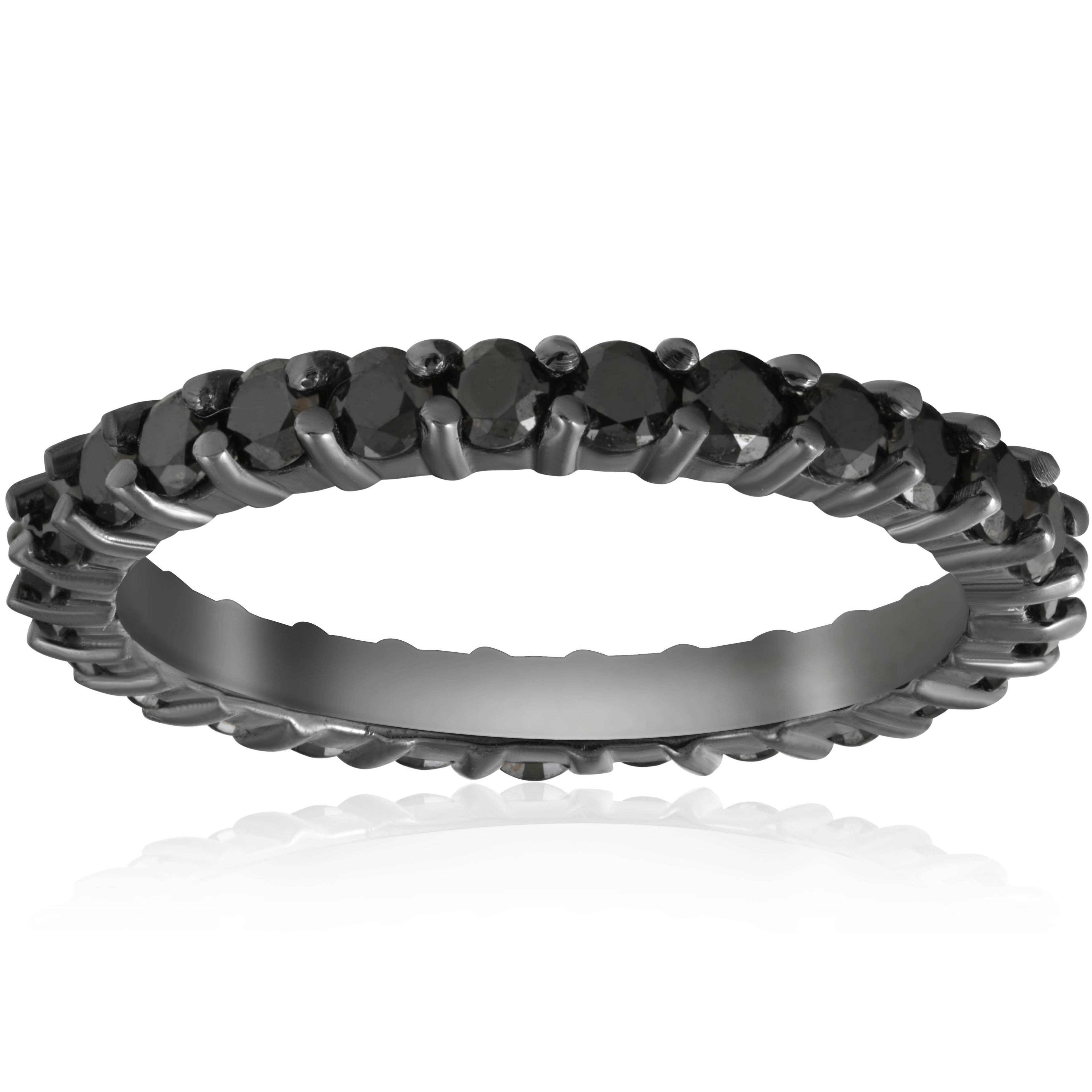 1 1/2ct Treated Black Diamond Eternity Ring 14K Black Gold Size Selectable