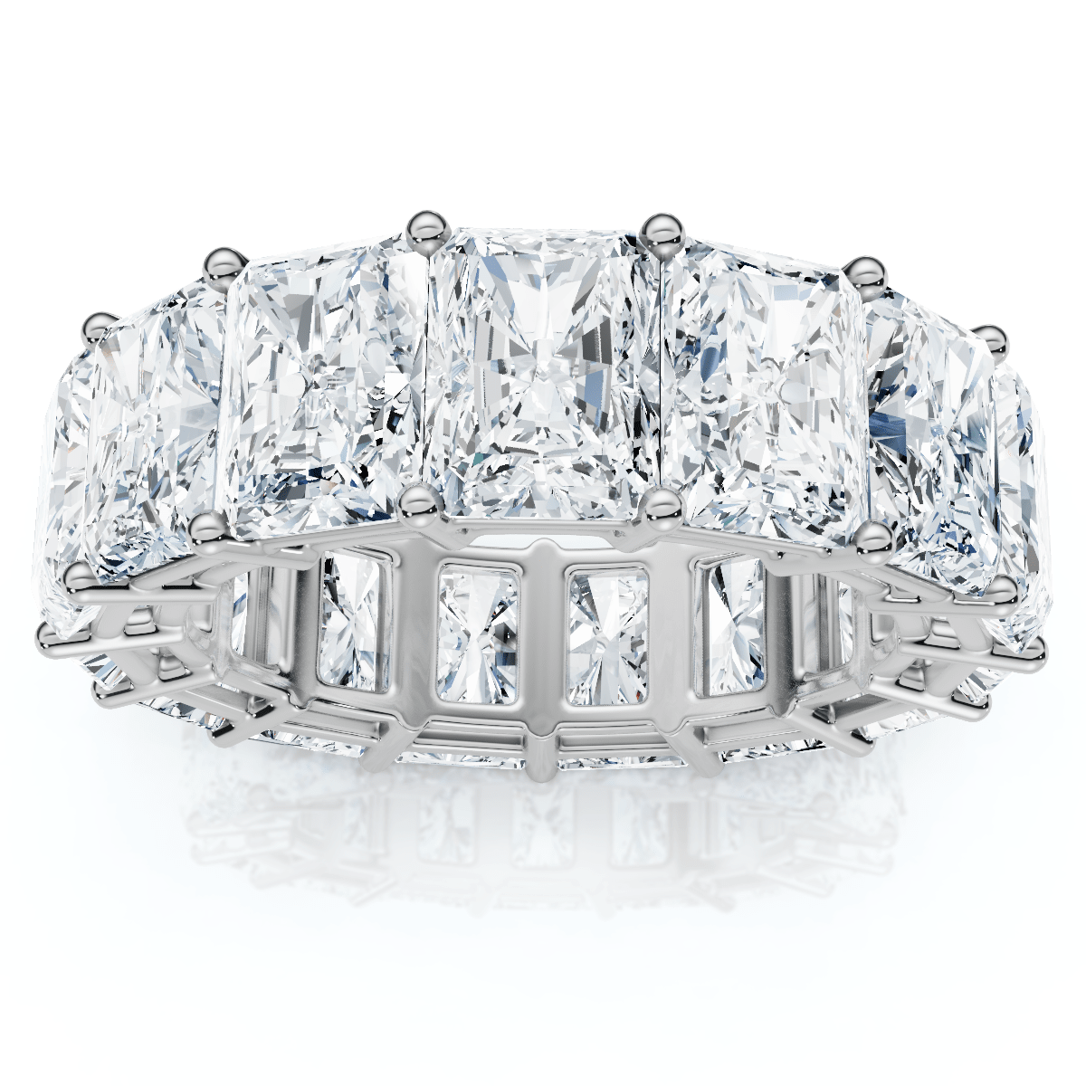 5Ct Radiant Cut Diamond 14k White Gold Eternity Wedding Ring Lab Grown